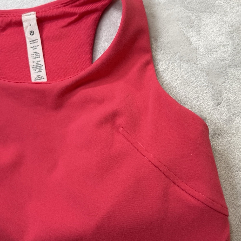 LULULEMON Wunder Train Racerback Tank Crop Top WASHED MAUVE Padded Bra Pink SZ 4 - Picture 3 of 8